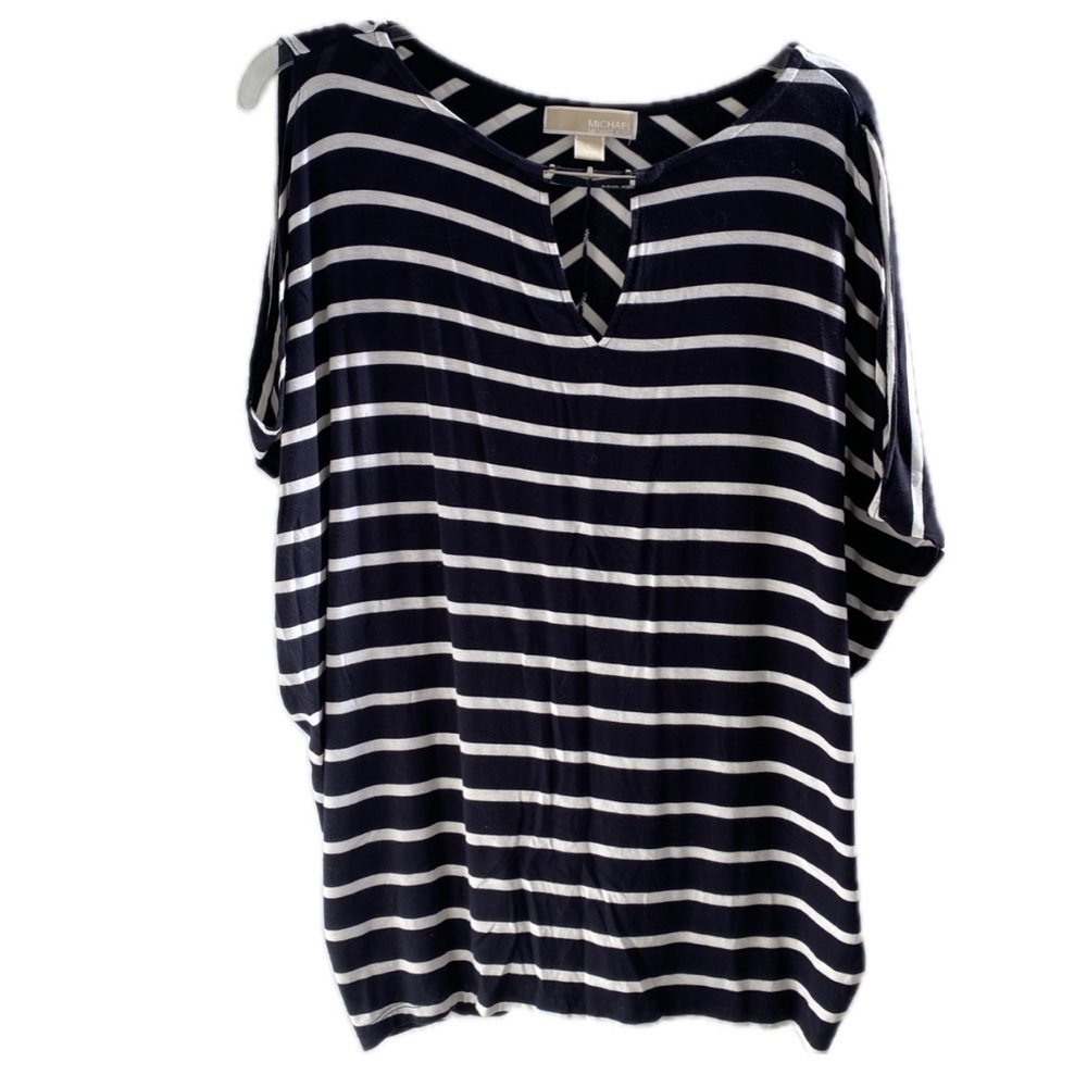 Michael Kors - Women's - Black / White Stripe - Top - Shirt - Size: Large